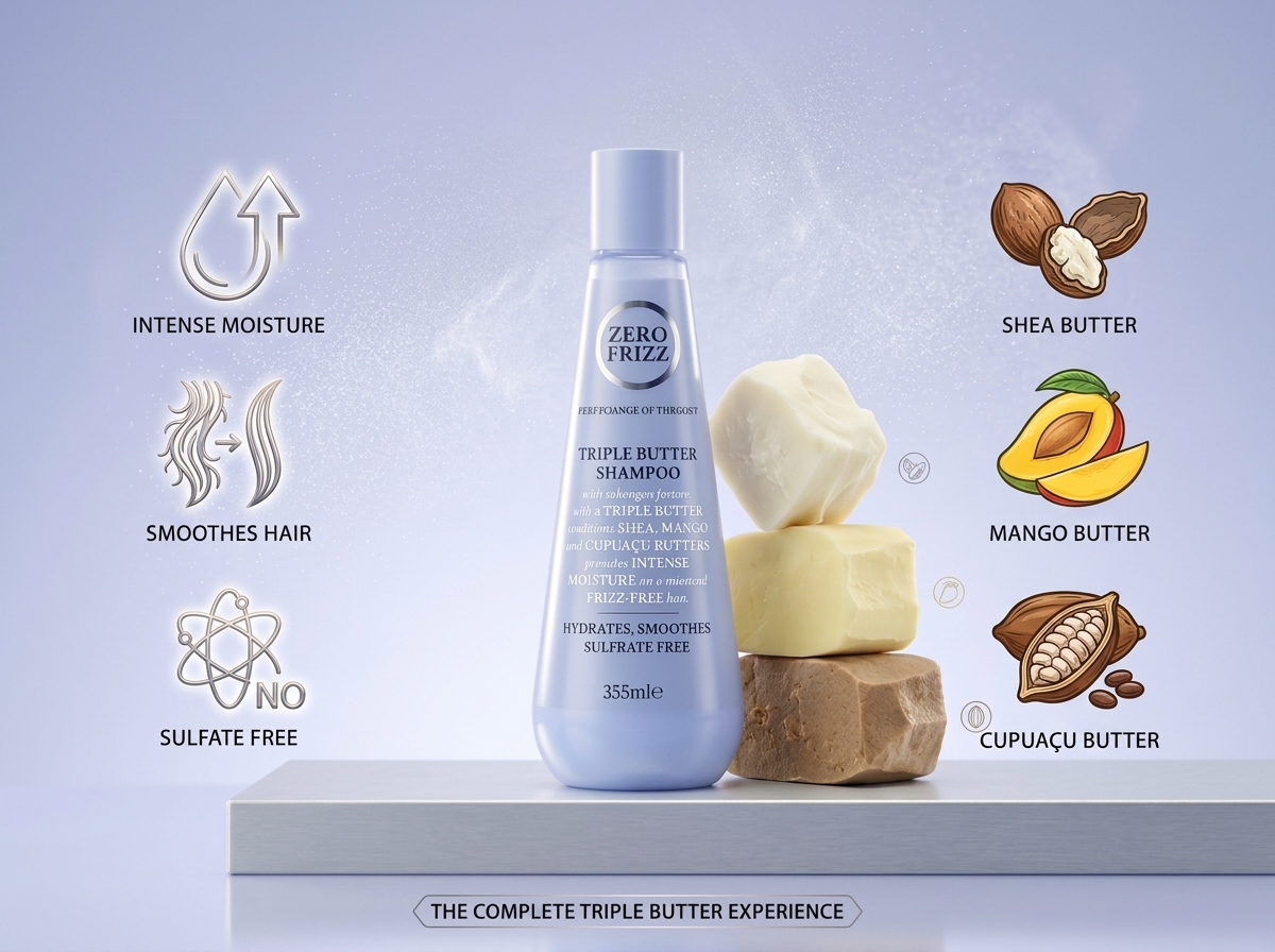 شامبو زيرو فريز بالزبدة الثلاثية Zero Frizz Triple Butter Shampoo - الصورة 3