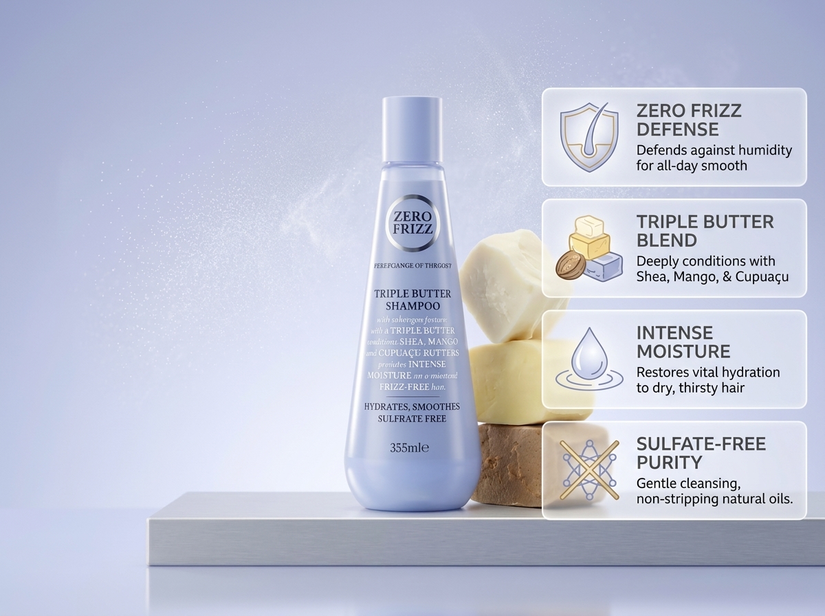 شامبو زيرو فريز بالزبدة الثلاثية Zero Frizz Triple Butter Shampoo - الصورة 2