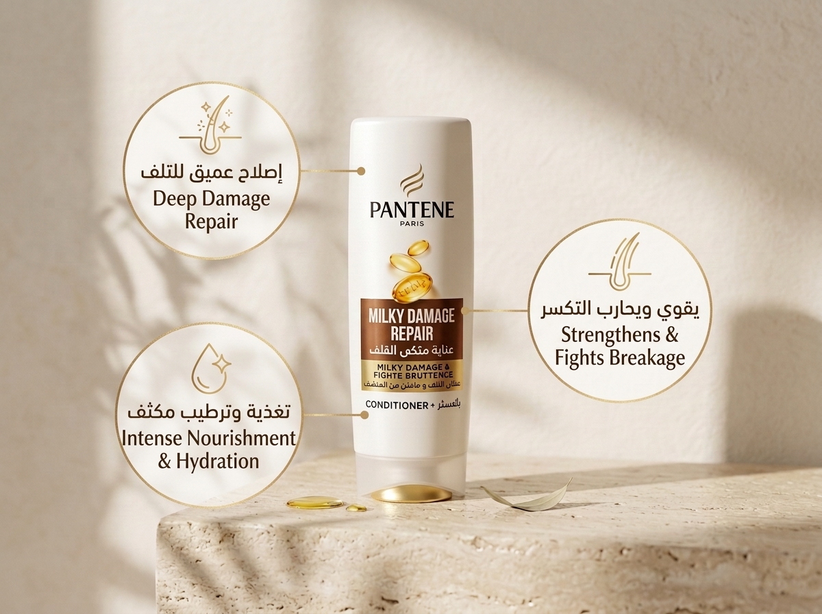بلسم بانتين برو-في عناية ملكي للتلف pantene milky repair conditioner 360ml - الصورة 2