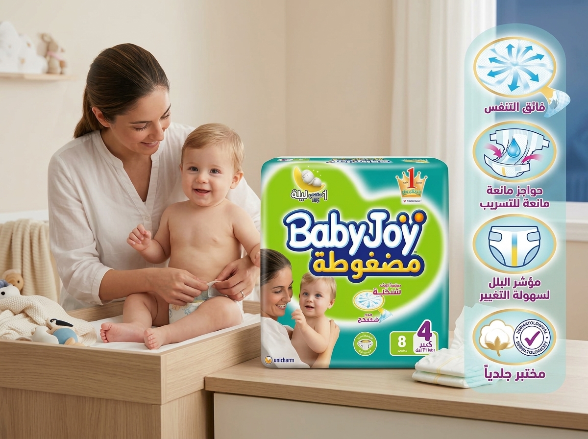  حفاضات بيبي جوي مقاس 4 كبير - الصورة 2