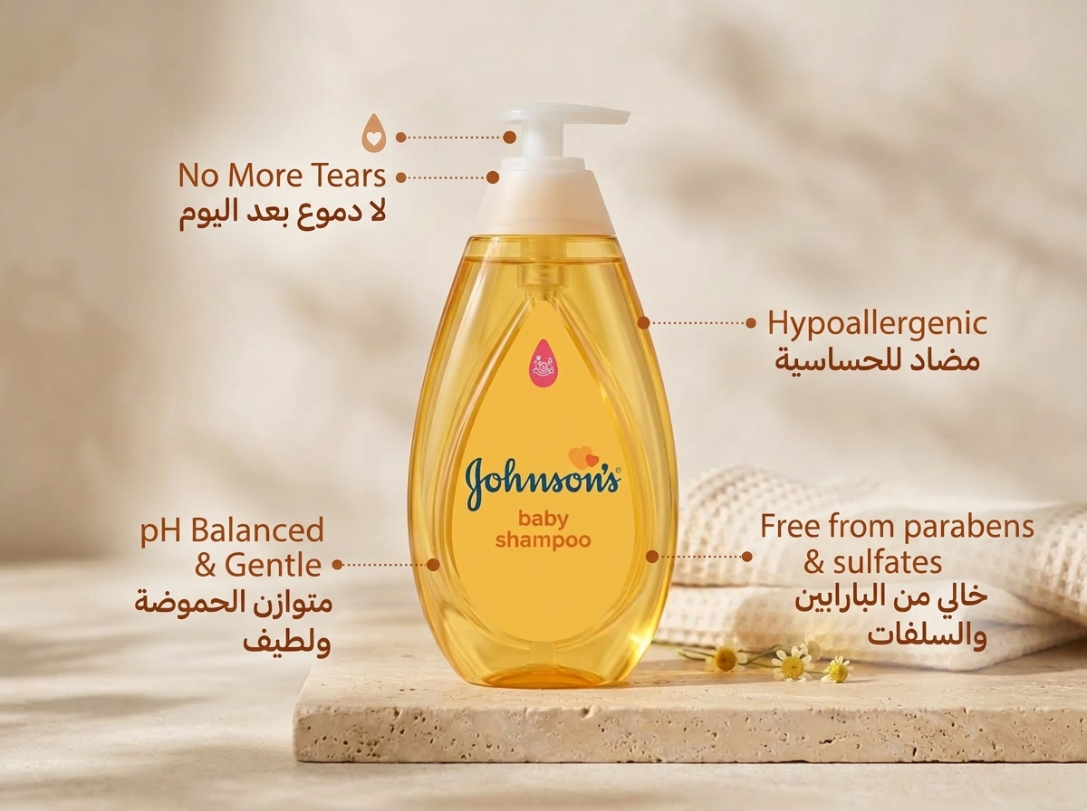 johnson baby shampoo yellow شامبو جونسون الأصفر للأطفال 200ml - الصورة 2