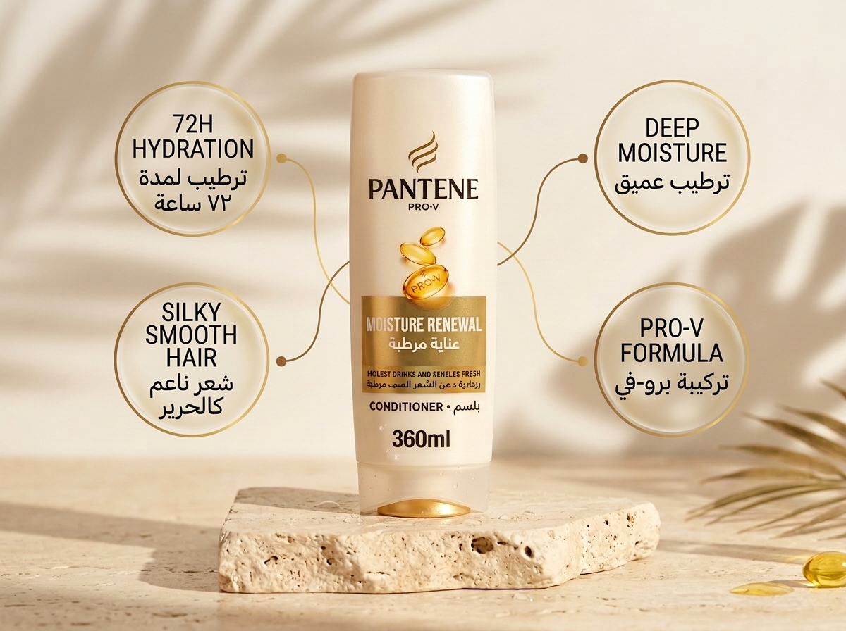 بلسم بانتين برو-في لتجديد الرطوبة pantene moisture renewal conditioner 360ml - الصورة 2