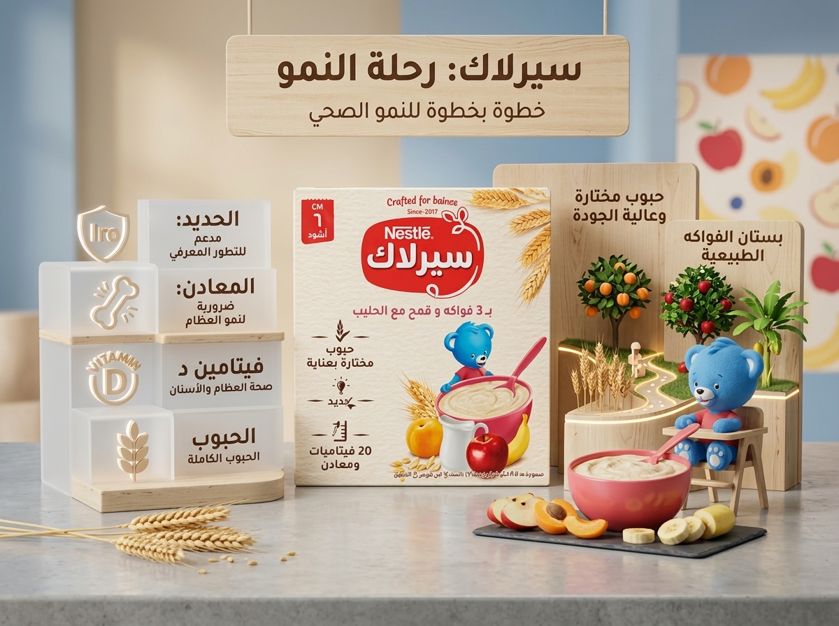 سيريلاك القمح مع 3 فواكه والحليب (Nestle Cerelac 3 Fruits & Wheat with Milk)350gm - الصورة 2