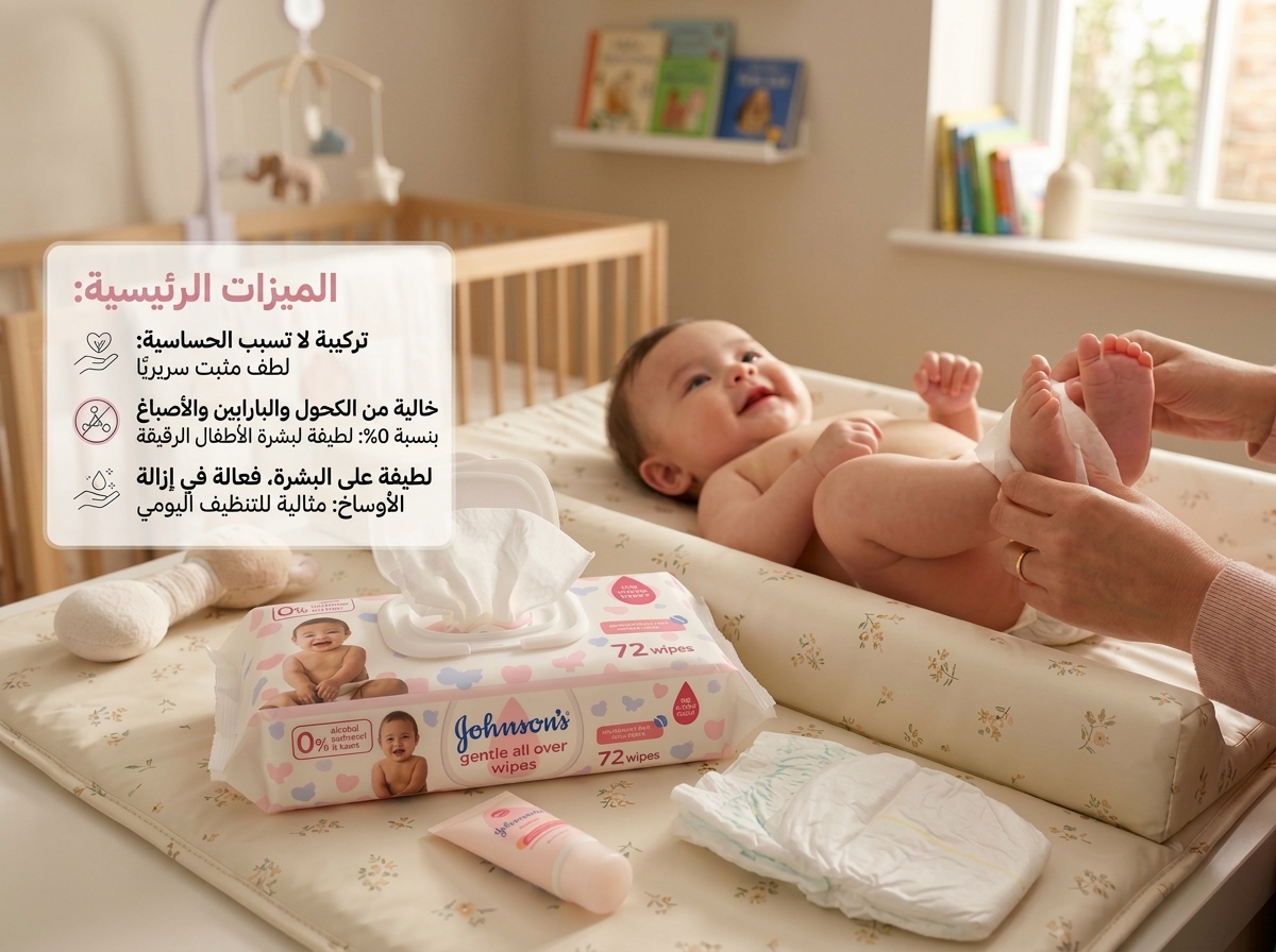 مناديل جونسون لجميع أجزاء الجسم Johnson's Gentle All Over Wipes - الصورة 3