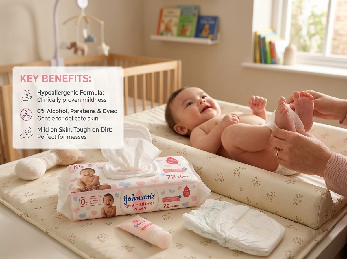 مناديل جونسون لجميع أجزاء الجسم Johnson's Gentle All Over Wipes - الصورة 2