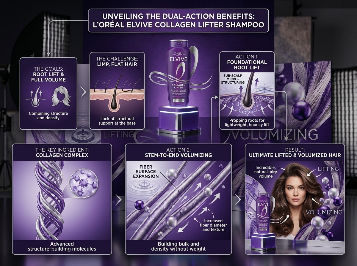 شامبو لوريال إلفيف كولاجين ليفتر 200ml L'Oréal Paris Elvive Collagen Peptide + Lifter Shampoo - الصورة 2